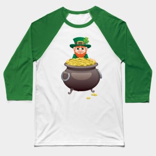 Leprechaun and Pot of Gold Baseball T-Shirt